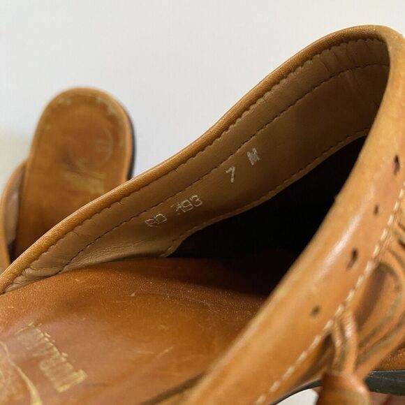 Durango Slid On Leather Heeled Shoes Women’s 7 Light Brown Boho Western Fringe - Picture 11 of 11